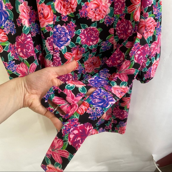 Zara Pink Floral Heart Neckline Puff Sleeve Belted Romantic Mini Dress NWT - Picture 16 of 16